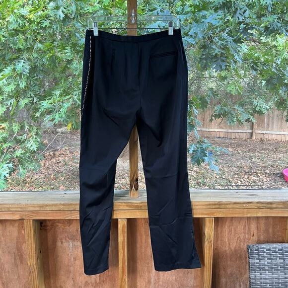 Express Women's Black Vintage Sateen Pants Rhinestones 1990's Y2K Era Size 9/10 - Picture 2 of 10